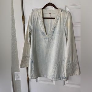 Free People Denim Tunic Dress Cloud Wash Brand New